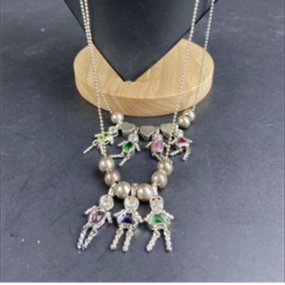 2 Vintage Sterling Silver Chains And Charms Birthstone Babies Necklaces